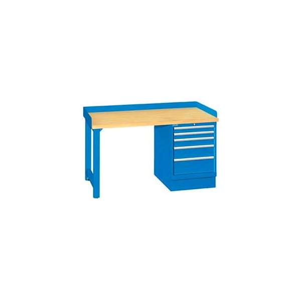 Lista International 60x30x35.25 Cabinet & Leg workstation w, 5 drawers, back & end stops, butcher block top XSWB20-60BT-BB - main